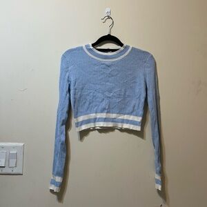 H&M Blue Ribbed Cropped sweater